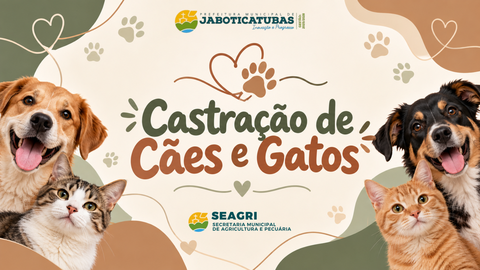 Castração de cães e gatos — Prefeitura Municipal de Jaboticatubas e Secretaria Municipal de Agricultura e Pecuária